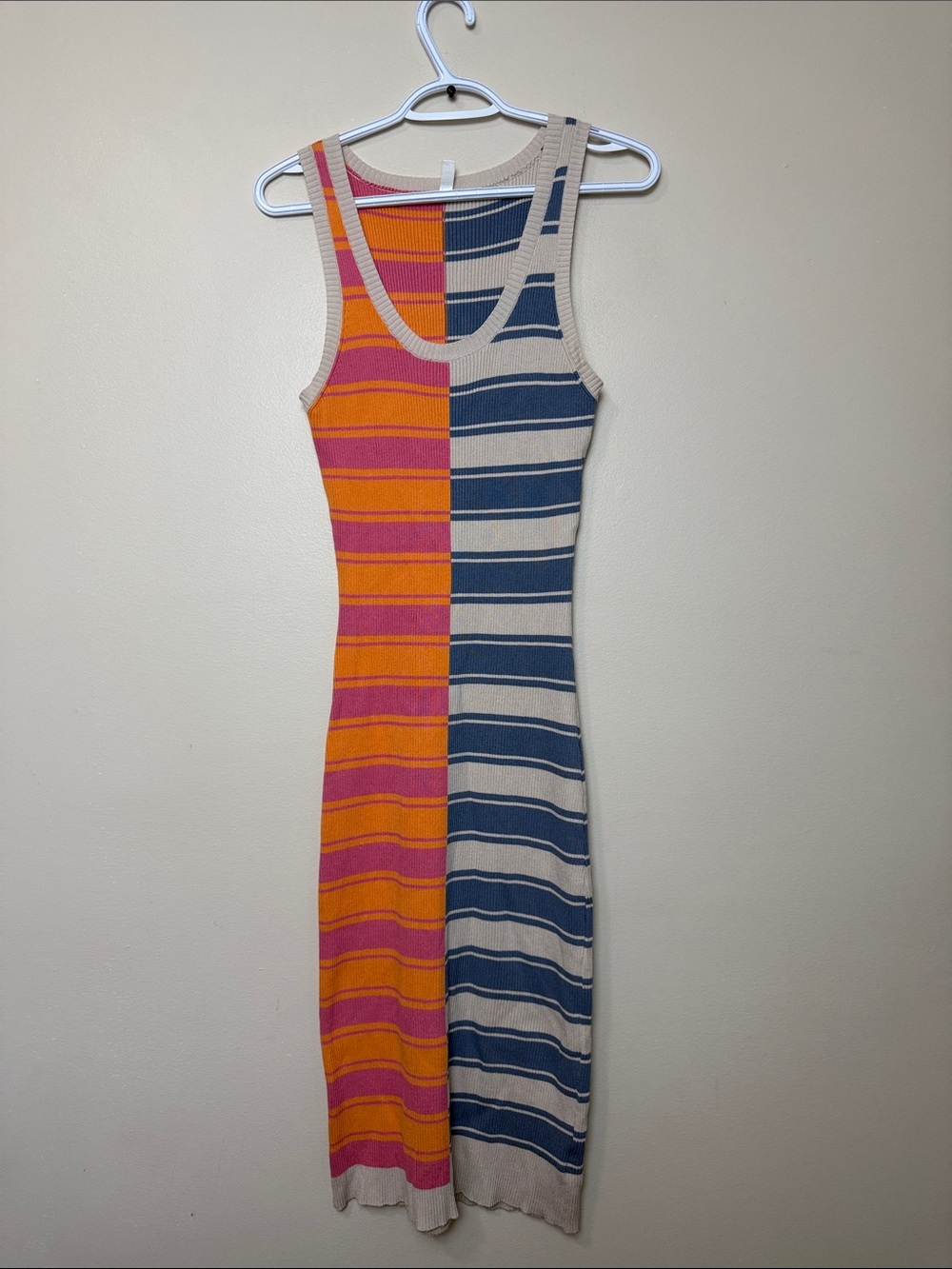 Wishlist y2k style Sleeveless Stripe Colorblock Midi Dress size L